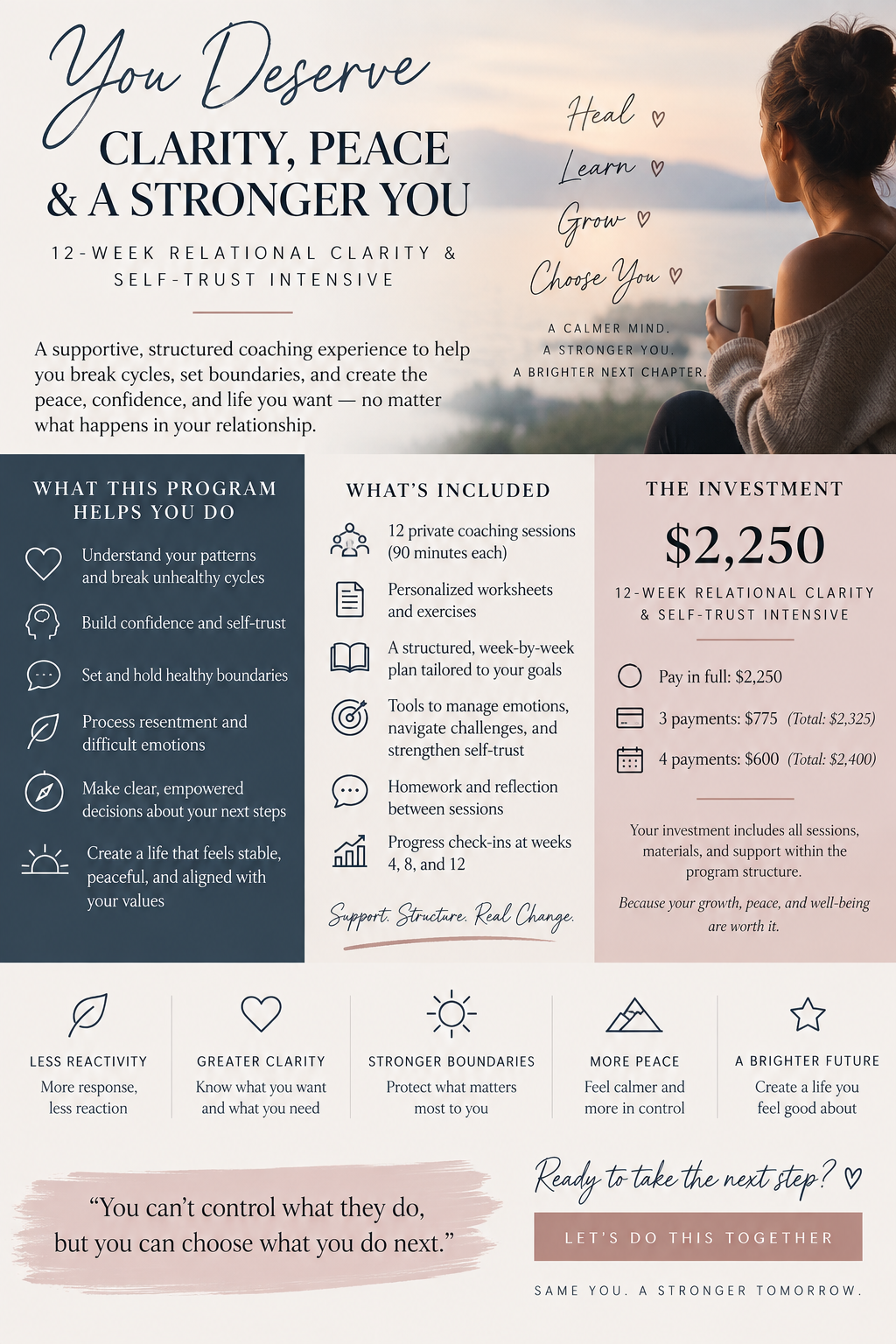 You Deserve Clarity, Peace & a Stronger You — 12-Week Relational Clarity & Self-Trust Intensive overview